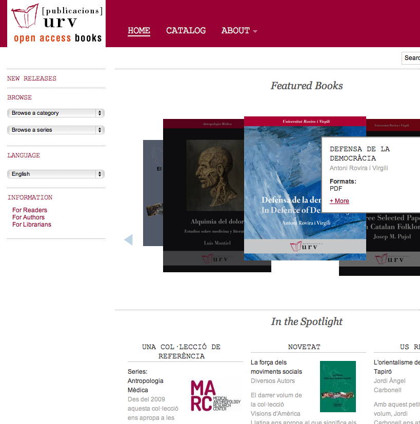 Publicacions URV presenta su portal de libros de acceso abierto